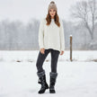 Winter snow boots for women, lace up fur cuff mid calf boots, view 7