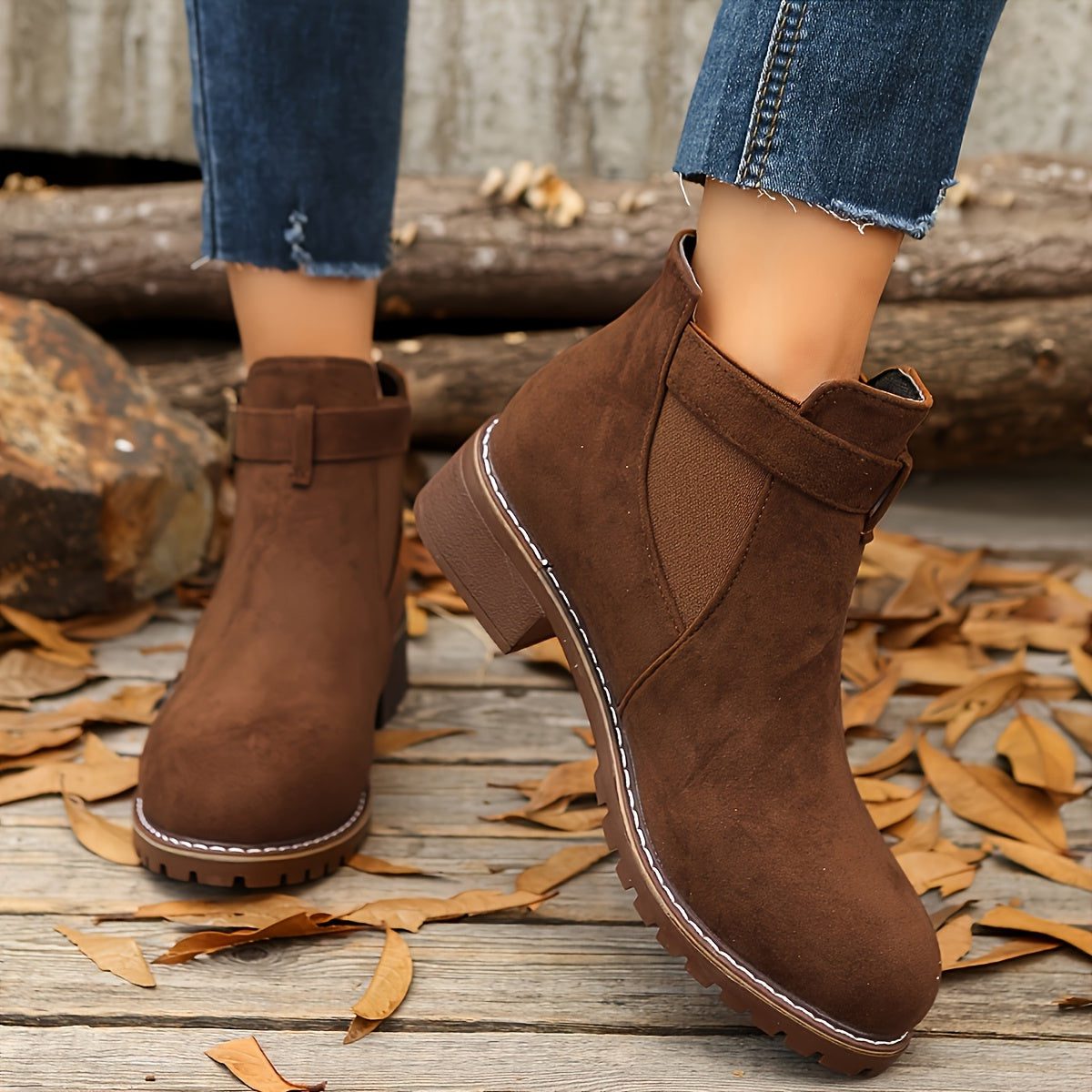 Block Heel Chelsea Boots for Women 8