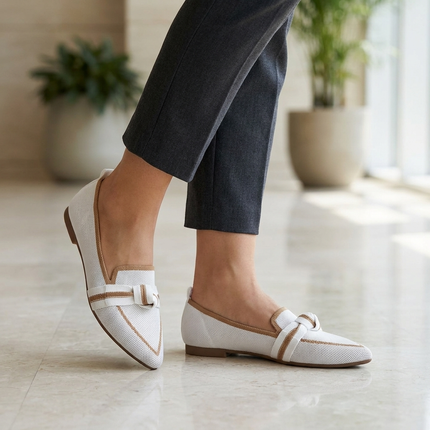 Women's pointed toe loafers with knot detail, slip-on work flats