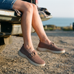 Mesh slip on sneakers for women with buckle strap