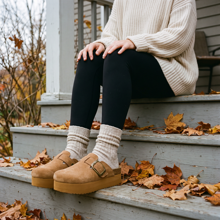 Women's Platform Clogs, Cork Footbed Slip-On Mules, Wide Width