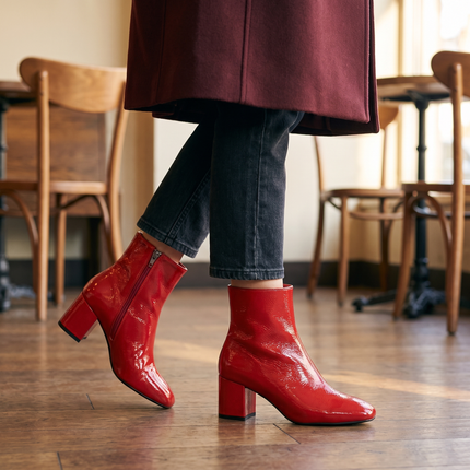 Grace pointed toe ankle boots in Red - lifestyle