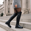 Flat over the knee boots for women in black, lifestyle