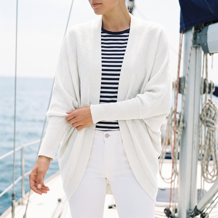 Odette open front cardigan in White - lifestyle