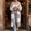 Oversized Cardigan for Women, Chunky Checkered Knit with Pockets