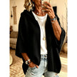 Cardigan sweater for women, hooded open front knit in Black