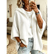 Cardigan sweater for women, hooded open front knit in White