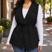 Plus Size Utility Vest for Women, Cargo Vest with Waist Tie, 10-30