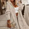 Cable knit cardigan for women in Beige, long hooded