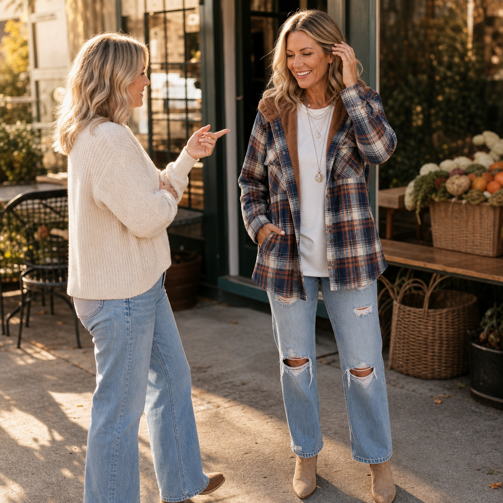 Flannel shirt jacket, styled outfit