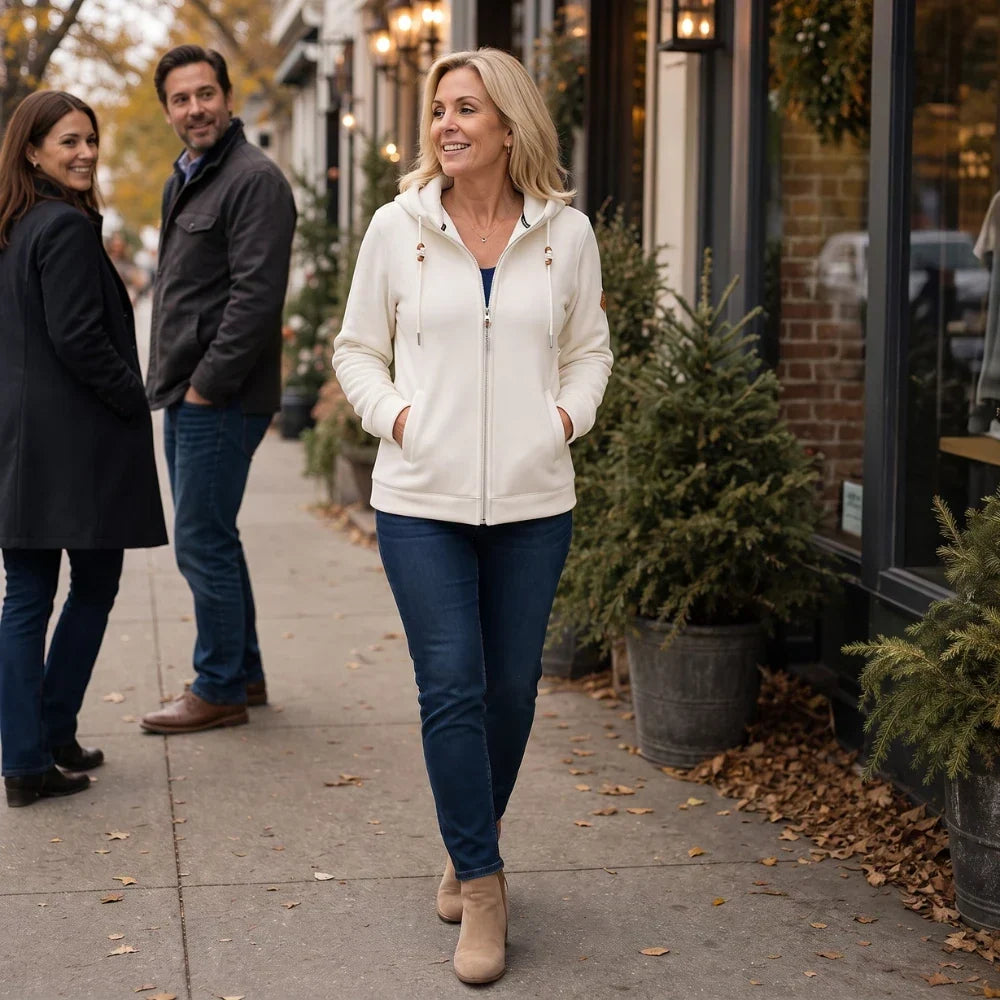 Fleece hoodie, styled outfit