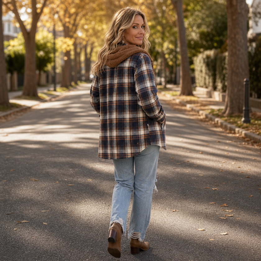 Flannel shirt jacket, back view