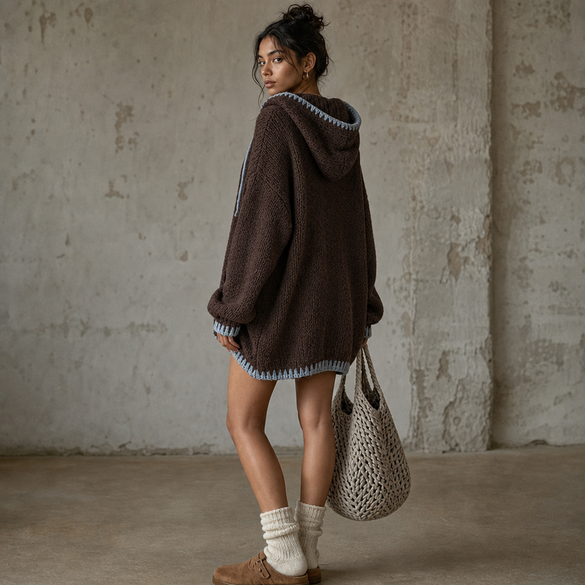 Womens sweater dress, back view