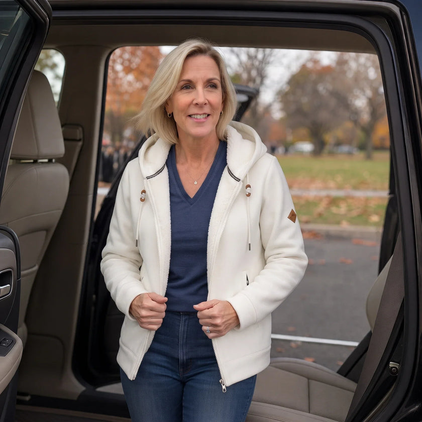 Fleece hoodie, styled outfit