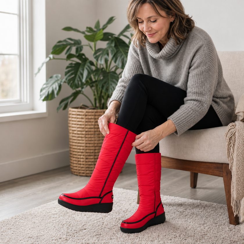 Winter boots women, styled outfit