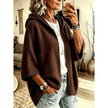 Cardigan sweater for women, hooded open front knit in Coffee