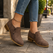 Women's Suede Ankle Boots, Side Zip Cushioned Booties, Low Heel