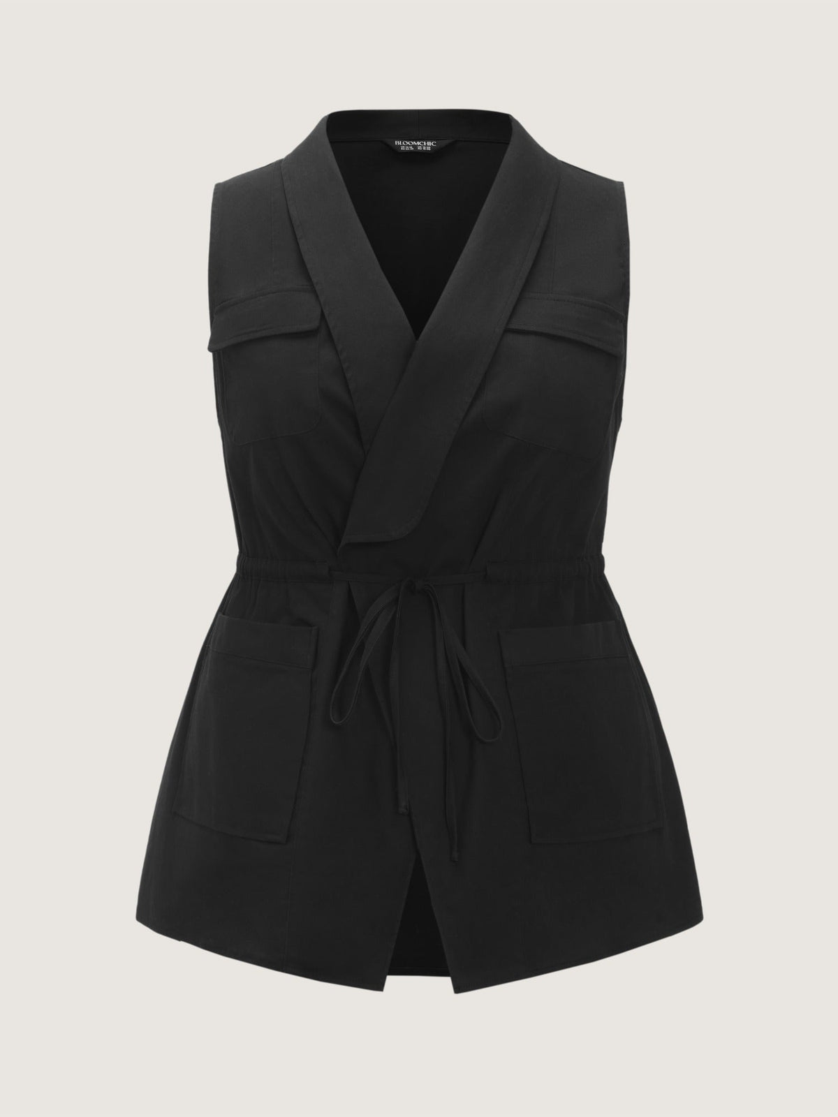 Plus Size Utility Vest for Women, Cargo Vest with Waist Tie, 10-30