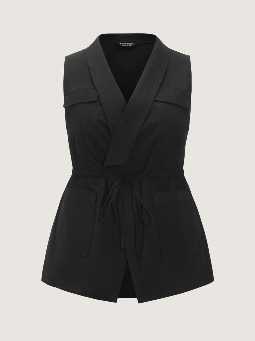 Plus Size Utility Vest for Women, Cargo Vest with Waist Tie, 10-30