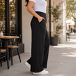 Plus Size Wide Leg Pants for Women, Pull On High Waist Trousers