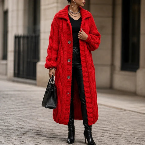 Long cardigan sweater in Red