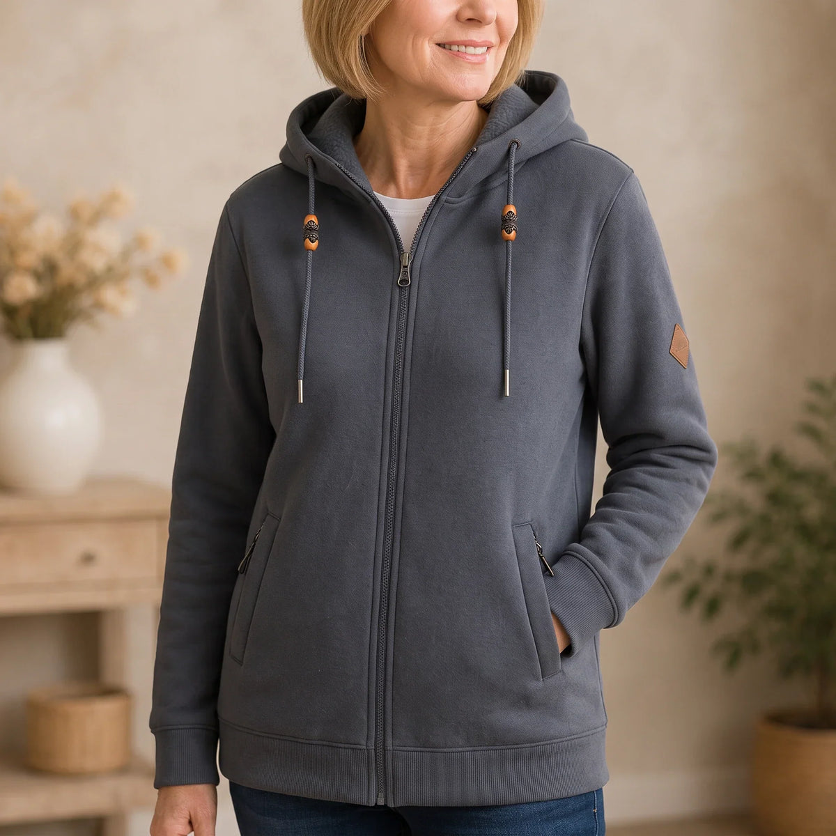 Fleece hoodie in Gray