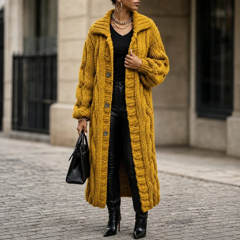 Long cardigan sweater in Yellow