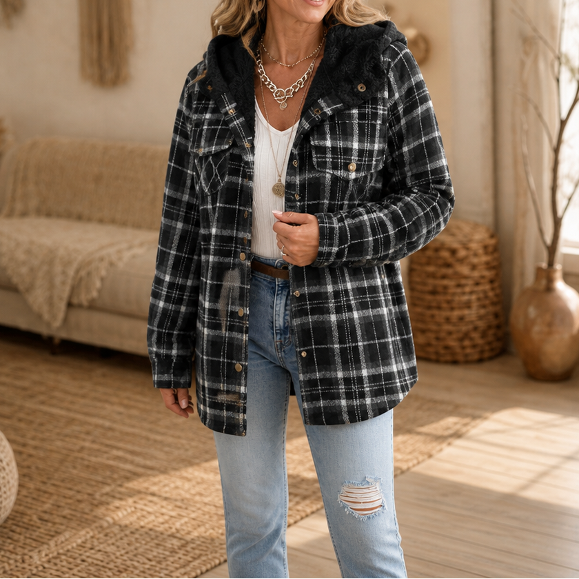 Flannel shirt jacket in Black