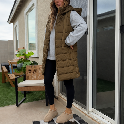 Ladies puffer vest in Brown