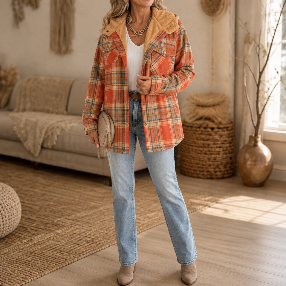 Flannel shirt jacket in Brown