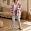 Flannel shirt jacket in Pink