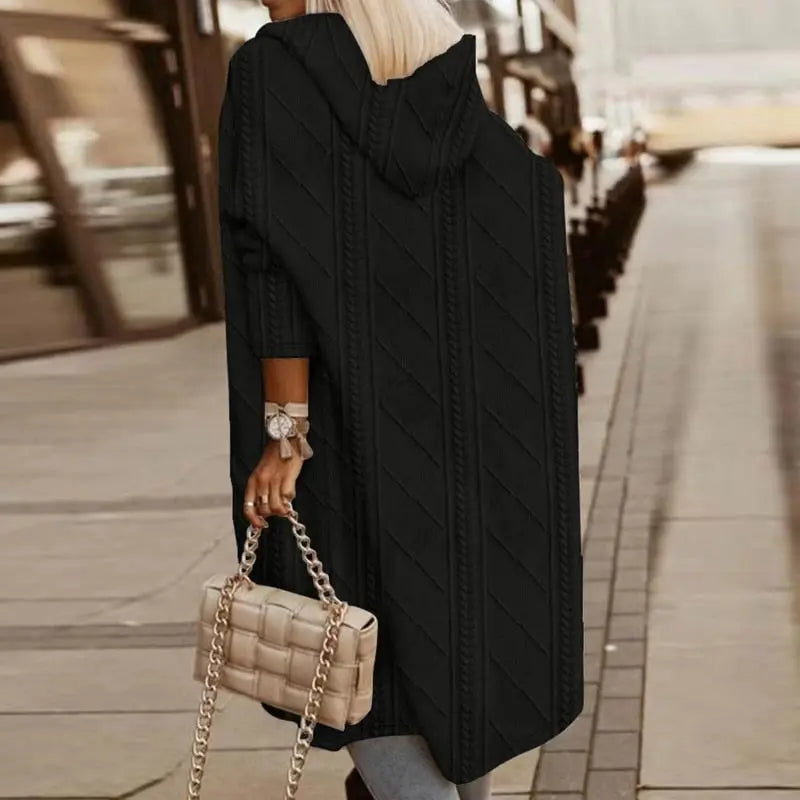 Cable knit cardigan for women in Black