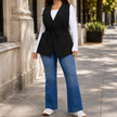 Plus Size Utility Vest for Women, Cargo Vest with Waist Tie, 10-30