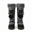 Winter snow boots for women, lace up fur cuff mid calf boots, view 6