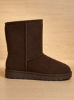 sherpa lined winter boots for women, faux suede mid calf