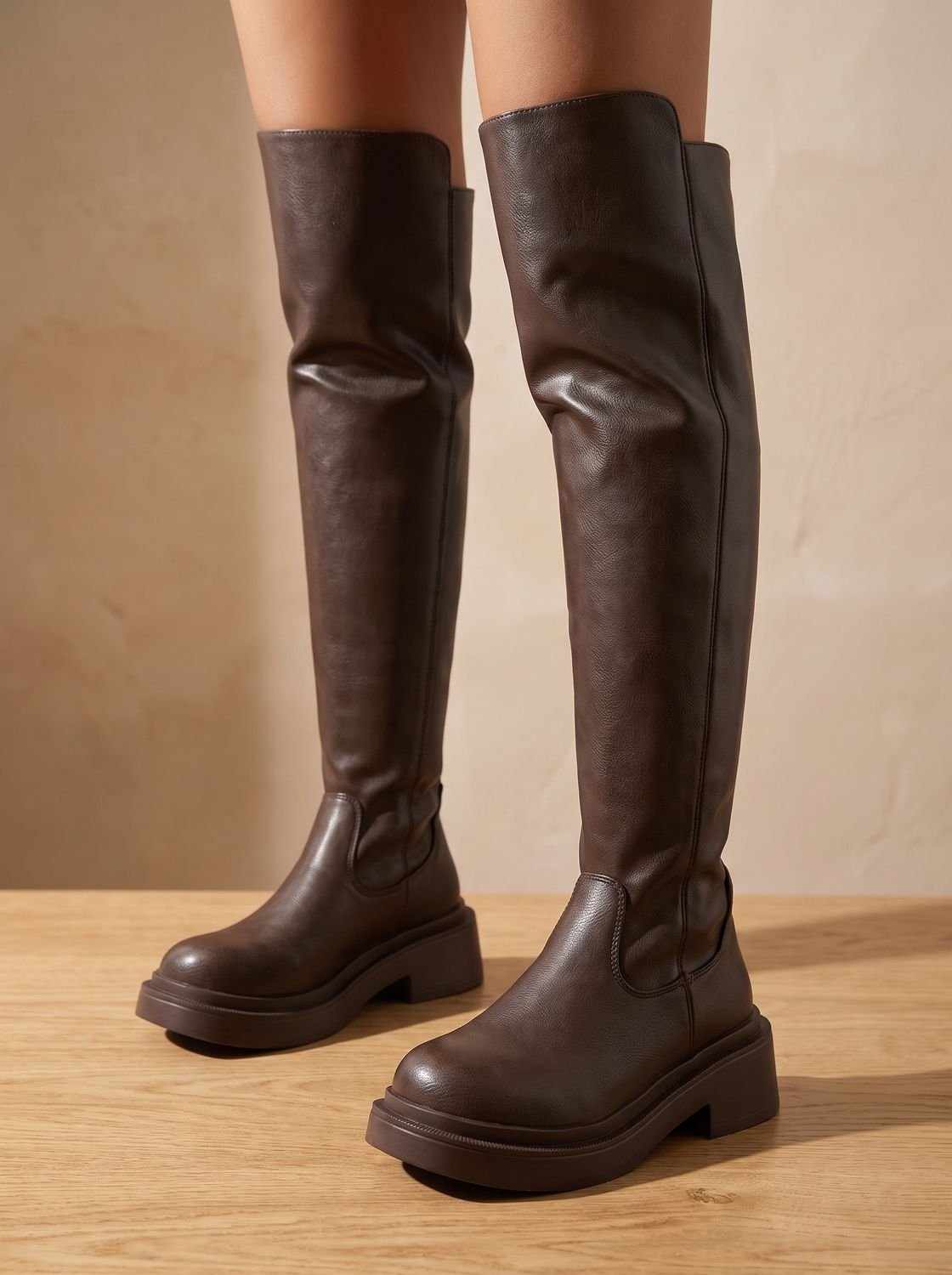 Women's Over the Knee Boots, Flat Stretch Thigh High Boots, Side Zip