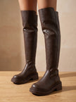 Women's Over the Knee Boots, Flat Stretch Thigh High Boots, Side Zip