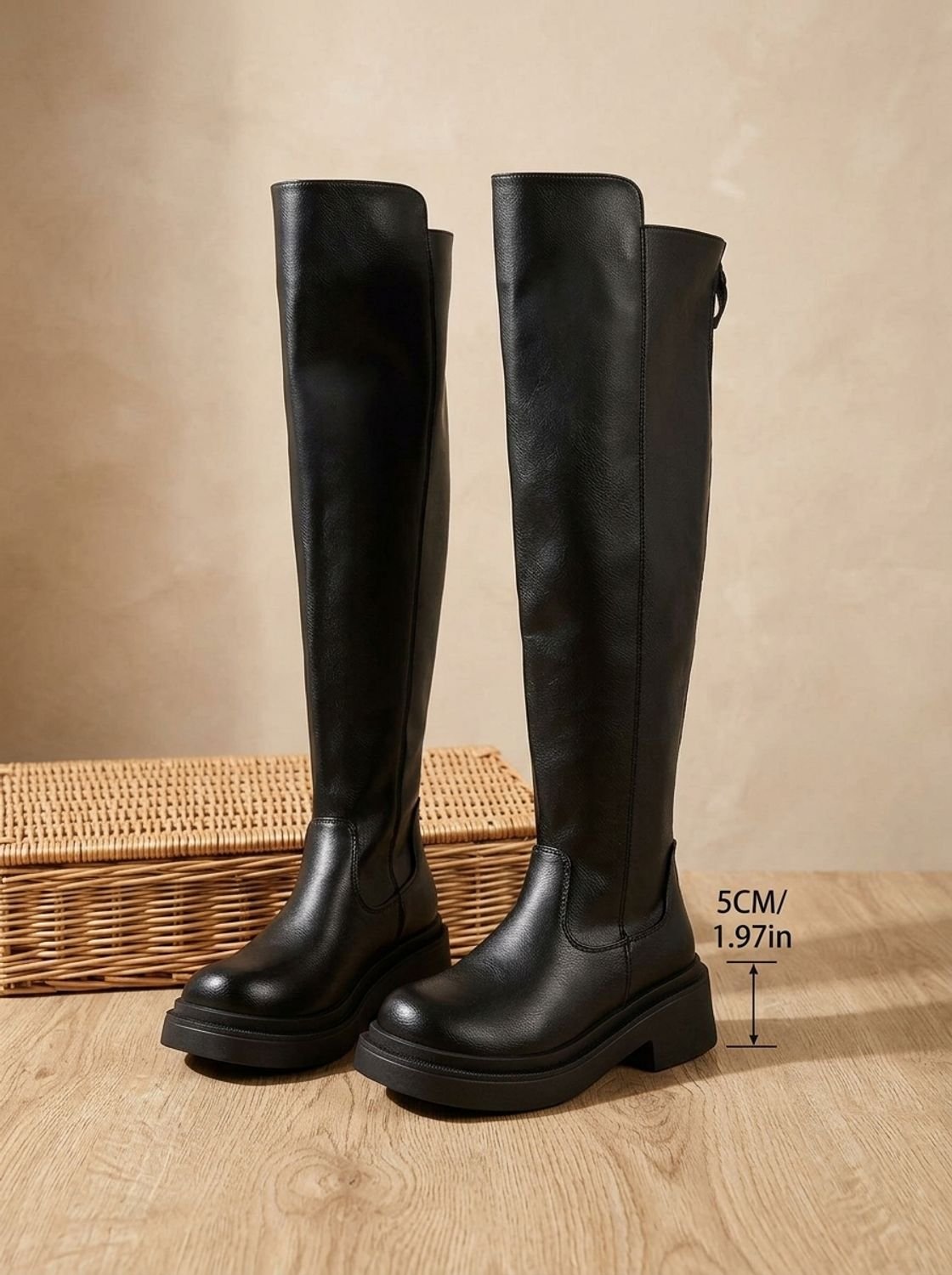 Women's Over the Knee Boots, Flat Stretch Thigh High Boots, Side Zip