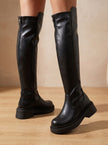 Women's Over the Knee Boots, Flat Stretch Thigh High Boots, Side Zip
