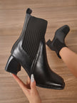 Women's Sock Boots, Knit Sock Booties with Pointed Toe Block Heel