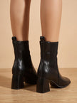 Women's Sock Boots, Knit Sock Booties with Pointed Toe Block Heel