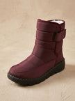 waterproof snow boots for women, fleece lined quilted mid calf