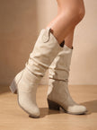 Women's Wide Calf Knee High Boots, Flat Pull On Riding Boots