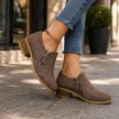 Women's Suede Ankle Boots, Side Zip Cushioned Booties, Low Heel